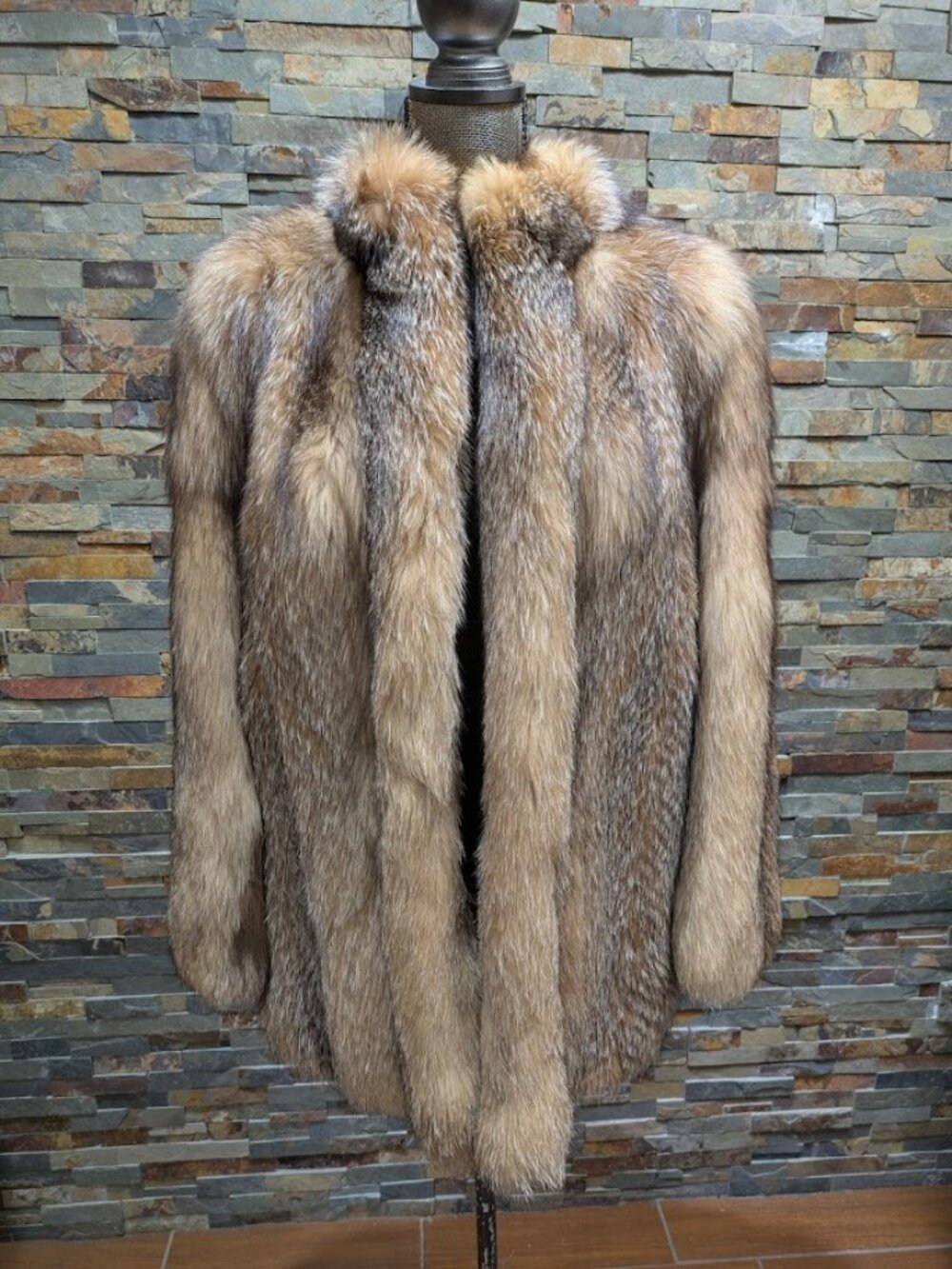 SAGA Furs Crystal Dyed Silver Blue Frost Fur Coat Medium Real Fur - Mob Wife
